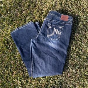 Maurice’s dark wash contrast stitch straight leg jeans